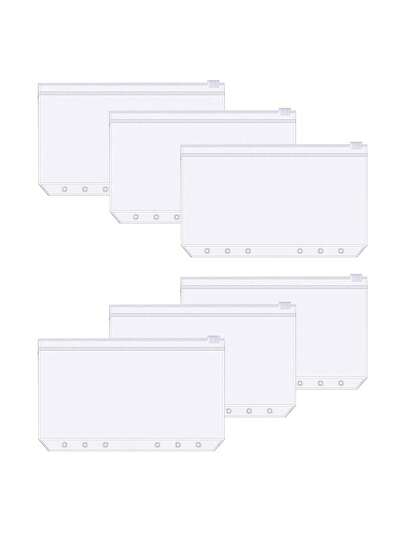 6pcs/Set A6, A5, A7 Or 2sets Of A6 Clear PVC Zipper Bags,Back To School,School Supplies,Savings Plan,Biweekly Savings Plan,10000 Savings Plan,Savings Strategy