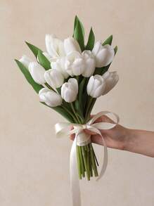 1pc PU Artificial Tulip, Fake Tulip For Home Decor, Party Decor - White - View 2