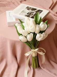 1pc PU Artificial Tulip, Fake Tulip For Home Decor, Party Decor - White - View 4