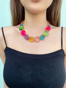 1 Châu Âu & Phong Cách Vintage 8 Mặt Nhựa Đá Quý Vòng Cổ Cho Nữ Đảng - Nhiều màu - Xem 2