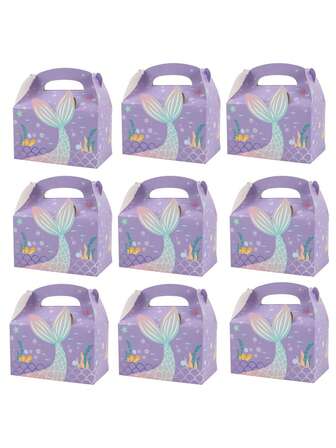 6入組人魚派對糖果盒嬰兒淋浴禮品盒結婚禮物糖果包裝盒