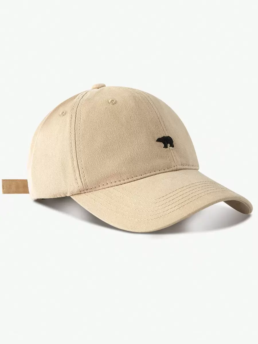 1pc Men Bear Embroidery Casual Baseball Cap For Daily Life - Khaki - View 1