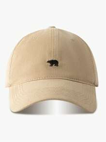 1pc Men Bear Embroidery Casual Baseball Cap For Daily Life - Khaki - View 2