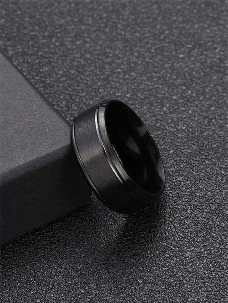 1 nhẫn nam thời trang bằng thép không gỉ màu đen hợp thời trang - màu đen - Xem 1