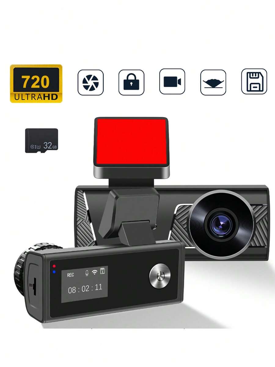 150°720PHD帶32G存儲卡行車記錄儀速度和坐標WiFi行車記錄儀 - 黑色 - 查看 1
