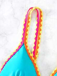 Summer Beach Colorblock Triangle Bikini Top
