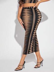 SHEIN SXY 几何印花铅笔裙 - 彩色 - 查看 4