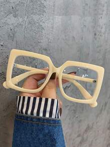 方框眼鏡清晰鏡片配件 - 米色 - 查看 2
