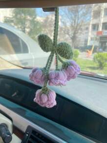 1入組勾織花朵設計織物車內裝飾品 - 彩色 - 查看 4