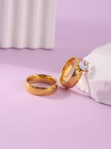 2 chiếc nhẫn trang trí bằng đá rhinestone tối giản dành cho cặp đôi - Nhiều màu - Xem 3