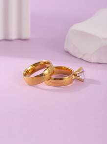 2 chiếc nhẫn trang trí bằng đá rhinestone tối giản dành cho cặp đôi - Nhiều màu - Xem 5