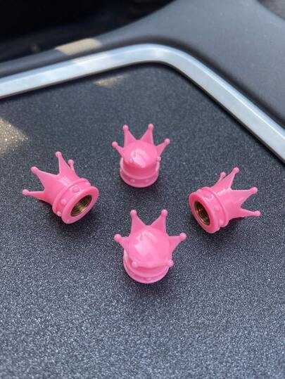 4 piezas Funda con diseño de corona de plástico llanta válvula