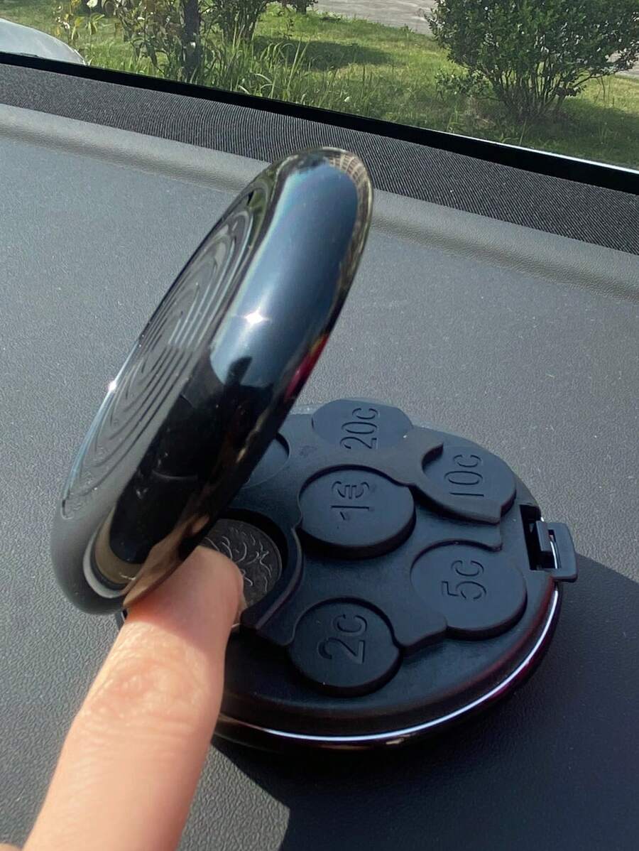 1pc Aluminum Alloy Car Coin Storage Organizer