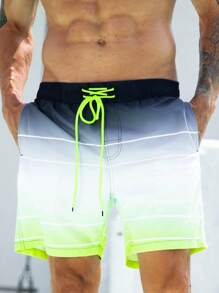 Surfspeed Men Ombre Drawstring Waist Swim Trunks - Multicolor - View 1