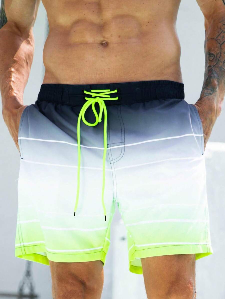 Surfspeed Men Ombre Drawstring Waist Swim Trunks - Multicolor - View 1