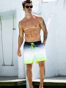 Surfspeed Men Ombre Drawstring Waist Swim Trunks - Multicolor - View 3