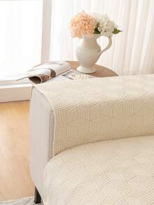 1pc Snowy Patterned Sofa Cover Couch Slipcover With Stereo Effect And Dustproof Anti-scratch Properties, All Seasons Used, Festive Decor Sofa Slipcover - Beige - View 3