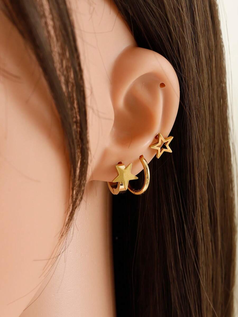6pcs Starlike Lovers Student Personalized Fashion Simple Wedding Month Music Festival Season - Yellow Gold - View 1