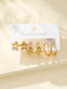 6pcs Starlike Lovers Student Personalized Fashion Simple Wedding Month Music Festival Season - Yellow Gold - View 2