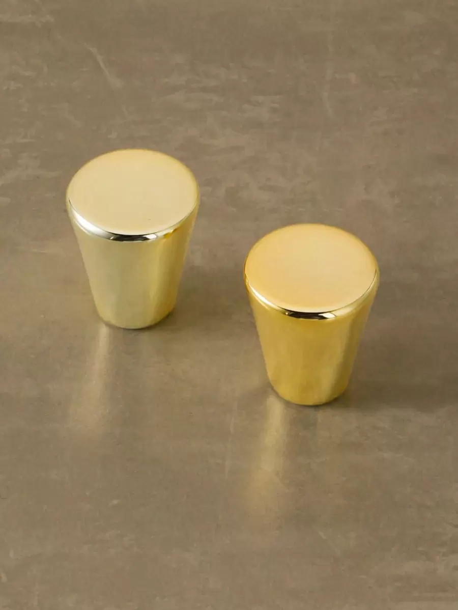 2 Cái/bộ Núm Ngăn Kéo Bằng Nhựa, Kéo Ngăn Kéo Hình Tròn Màu Vàng Hiện Đại Cho Hộ Gia Đình - Vàng - Xem 1