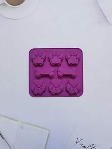 1入組可愛狗爪和骨形狀糖果創意矽膠模具適用於DIY - 紫色 - 查看 4