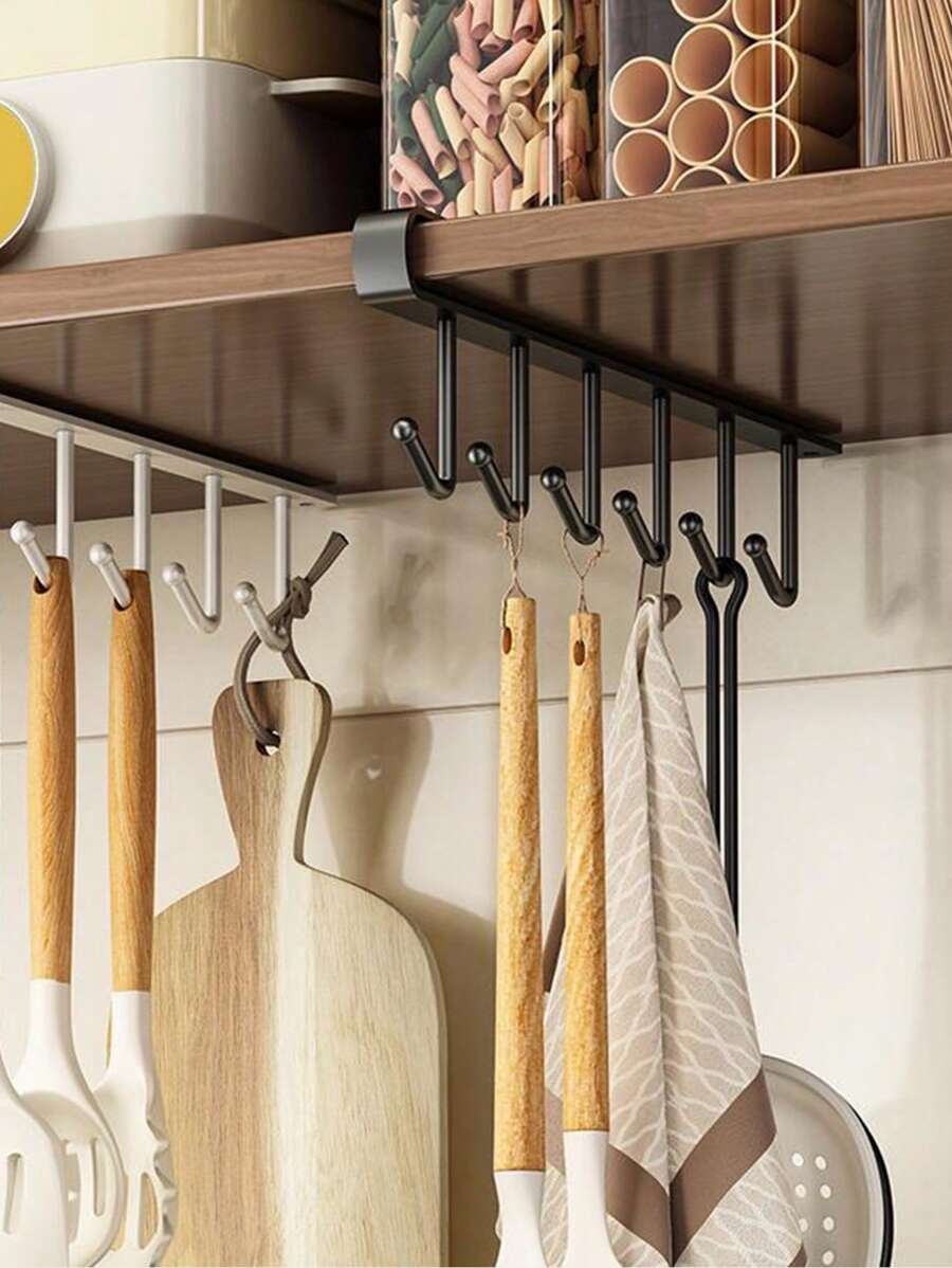1 Gói Đen Đơn Giản Cửa Móc Sau Hộ Gia Đình Sắt Nghệ Thuật Sáng Tạo Dụng Cụ Nhà Bếp Tổ Chức - màu đen - Xem 1