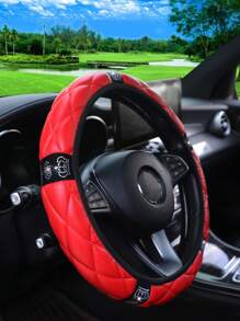 MEIKAXIU 1pc Soft Glitter 3D Crown Design PU Leather Steering Wheel Cover, 14.5 - 15 Inch, Car Accessories - Red - View 6