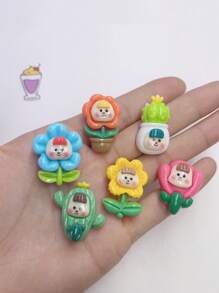 10入組混合卡通花女孩主題DIY配件和樹脂和文具和手機外殼和鑰匙圈和杯子和鞋扣飾和冰箱貼和貼紙帶膠黏劑 - 彩色 - 查看 2