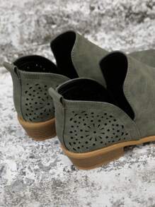 Fashionable Booties For Women, Hollow Out Design Slip-on Fashion Boots