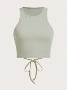 SHEIN EZwear Solid Lace Up Tank Top