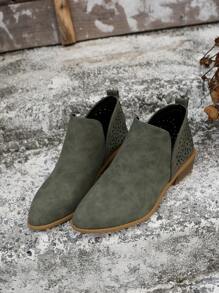 Fashionable Booties For Women, Hollow Out Design Slip-on Fashion Boots