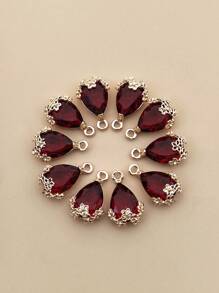 10入組/套時尚鋅合金水滴DIY吊墜適合女士DIY首飾製作 - 紅色 - 查看 1