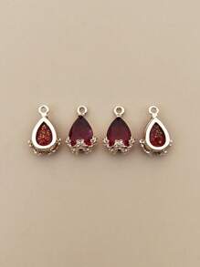 10入組/套時尚鋅合金水滴DIY吊墜適合女士DIY首飾製作 - 紅色 - 查看 2