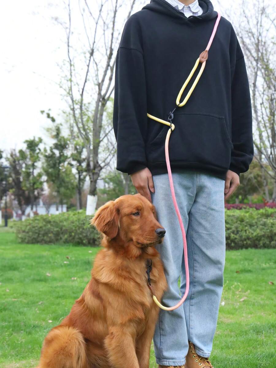 Supet 1pc Colorful Outdoor Multifunctional Dog Leash For Small, Medium & Large Breeds With Round Rope Handle