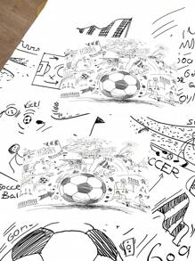 1 Set Soccer Themed Polyester Duvet Cover And 1/2 Pillowcase