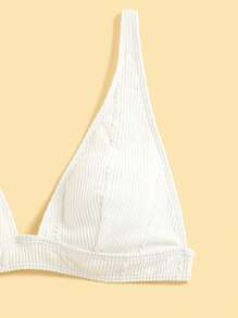 Swim Vcay Summer Beach Textured High Waisted Bikini Set - White - View 6