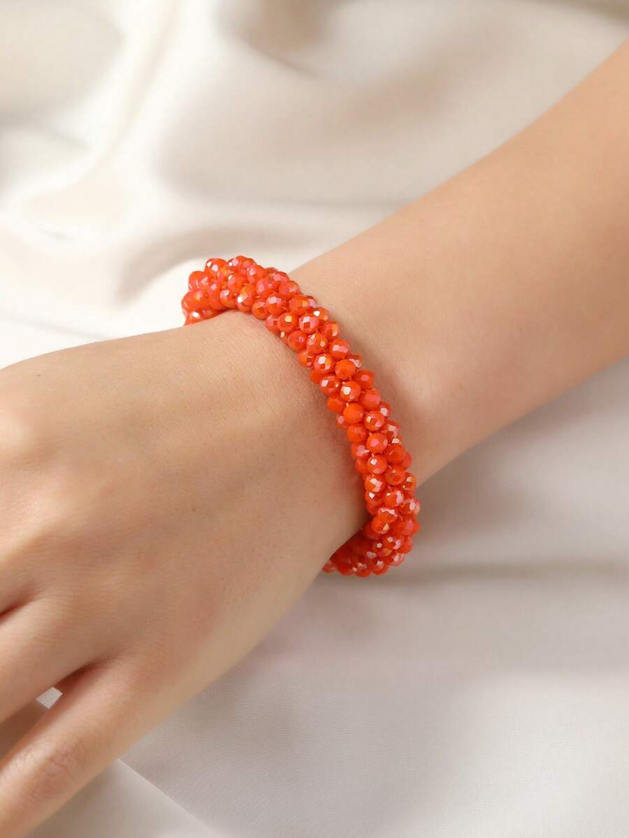 1 cái Phong cách Bohemian Vòng tay tiên nữ màu cam lấp lánh - trái cam - Xem 1