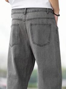 Manfinity Hypemode Men Slant Pocket Straight Leg Jeans - Grey - View 5