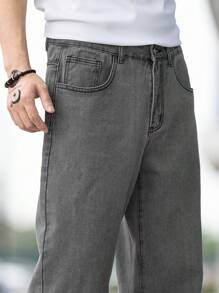 Manfinity Hypemode Men Slant Pocket Straight Leg Jeans - Grey - View 6