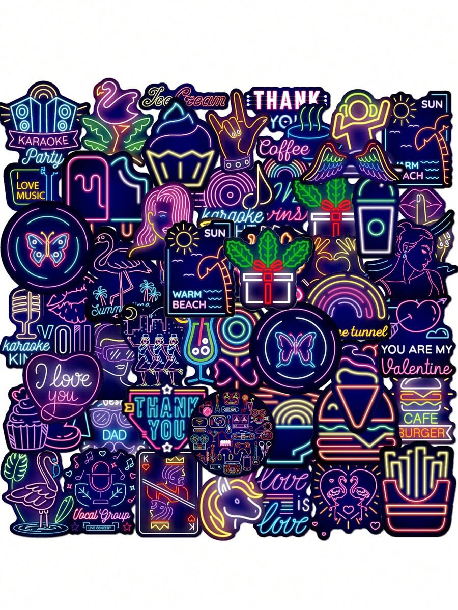 50入組塗鴉圖案貼紙 - 彩色 - 查看 1