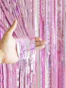 2 tấm rèm kim tuyến màu hồng kim loại cho bé trai bé gái trang trí tiệc cưới sinh nhật nền, Giáng sinh - Màu Hồng baby - Xem 6