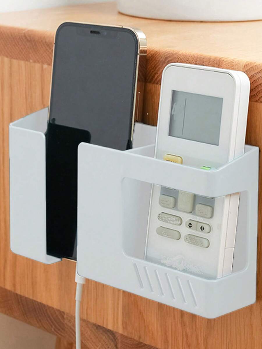1pc Remote Control Storage Box, Modern Plastic Wall Mounted Remote Control Holder For Home Fall Home Decor  - White - View 1