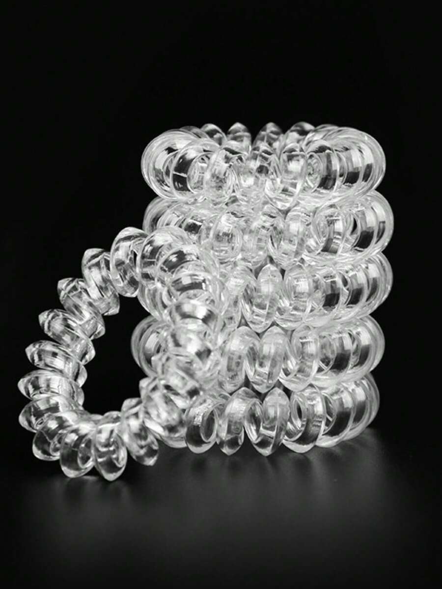 6pcs Clear Coil Wire Hair Tie - Clear - View 1