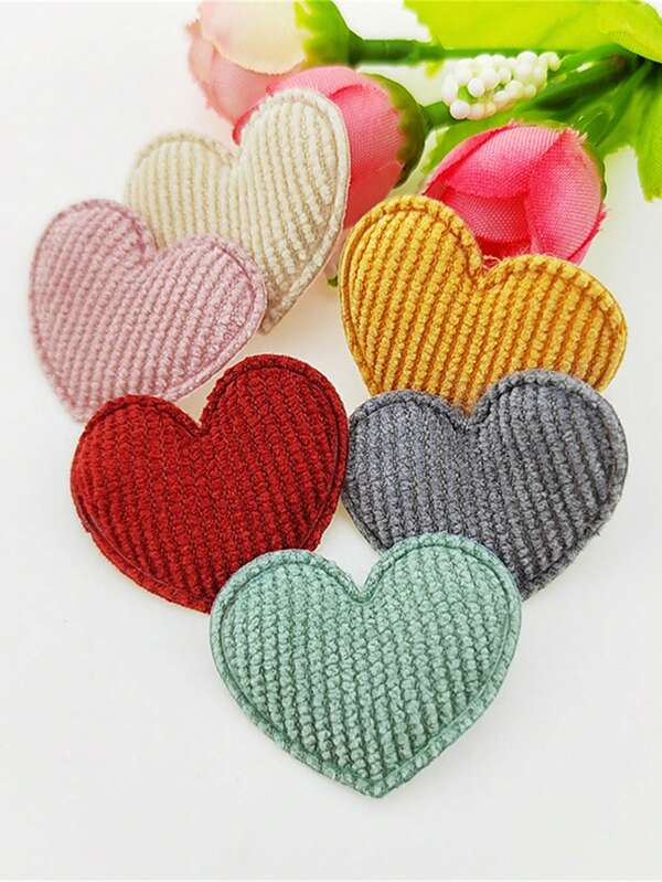 100pcs/set Solid DIY Sewing Decoration, Creative Polyester Heart Design DIY Decoration For Sewing
