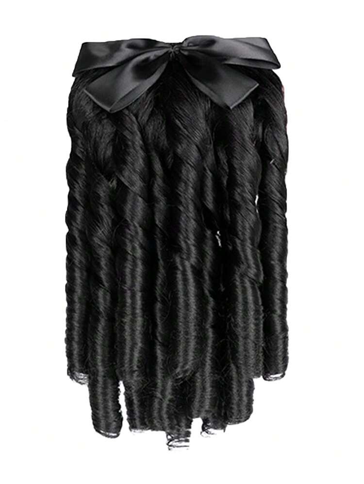14 INCH Synthetic Retro Princess Curly Ponytail European Puff Ponytail Hair Tail Natural Wig Extension Fashion Hair Accessories Bow Decor Short Curly Synthetic Hair Extension Retro Ponytail With Comb Princess Curly Ponytail Clip In Hair Tail Natural False