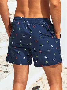 Surfspeed Quần short nam đi biển Dây kéo Túi Tất cả trên in Boho - Màu xanh hải quân - Xem 2