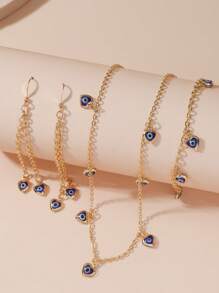 水鑽裝飾項鍊和手鐲和耳墜 - 彩色 - 查看 2