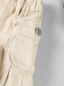 小女童翻蓋口袋百褶下擺牛仔半身裙