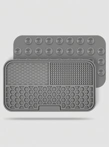 1pc Silicone Pet Placemat For Dog And Cat For Food Feeding - Grey - View 2