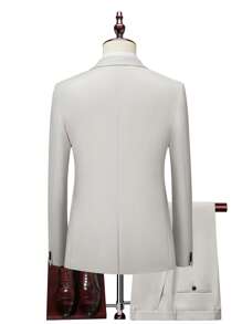 Manfinity Mode 男士1入組雙排釦西裝外套和1入組西裝褲 - 杏色 - 查看 2